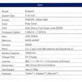 Jumper EZpad 6 tablet PC 11.6'' Windows 10 IPS 1920 x 1080 Intel Cherry Trail Z8350 4GB 64GB HDMI BT WiFi windows tablet laptop