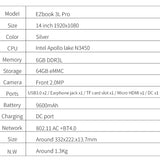 Jumper EZbook 3L Pro 14'' laptop Windows 10 Intel Apollo lake N3450 6GB RAM 64GB eMMC 1920x1080 FHD Dual Band ac Wifi notebook